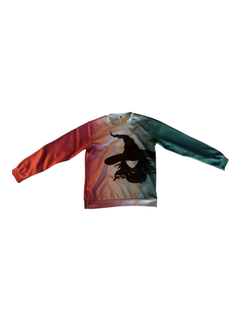 Wicked Theme Flying Witch Silhouette Gradient Long Sleeve Top | Size S